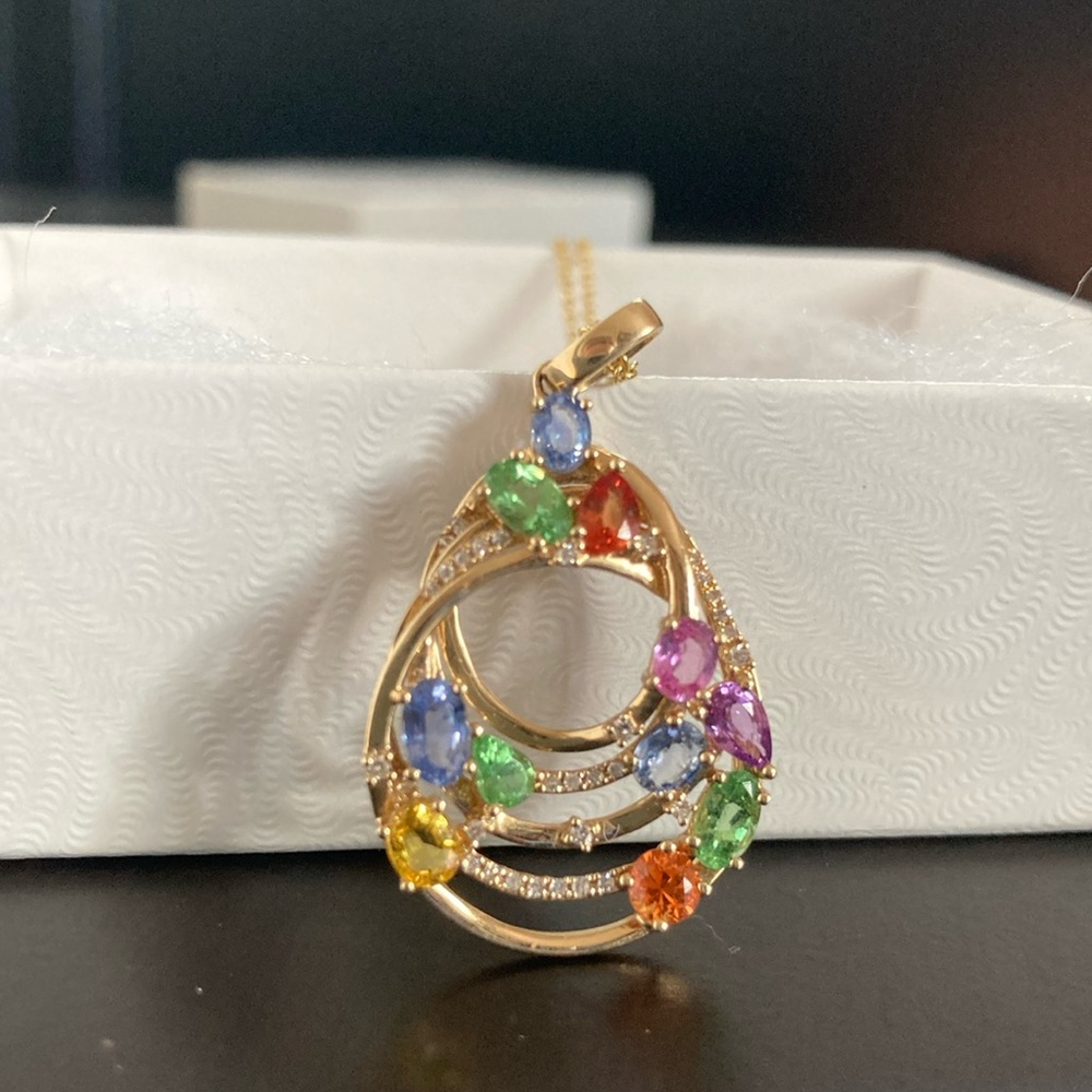 Effy Watercolors diamond and sapphire necklace in 14k yellow gold